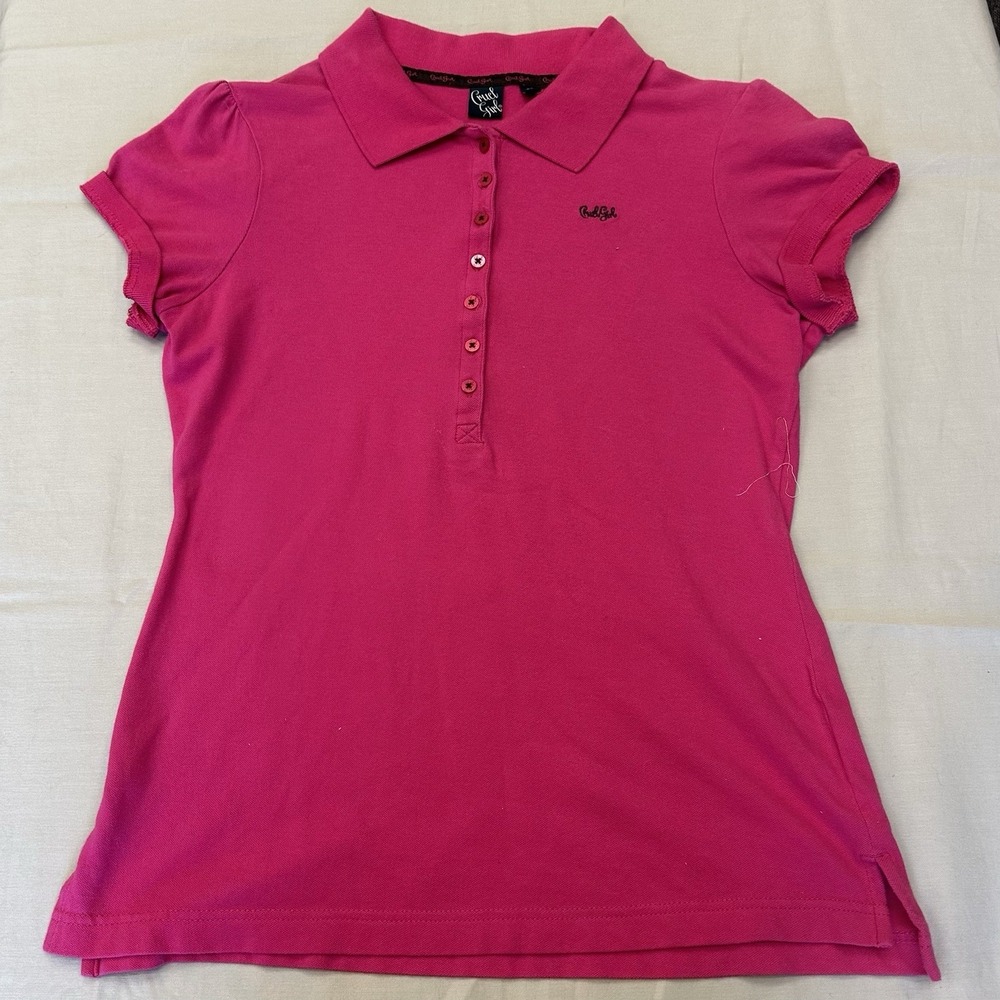Cruel Girl Women's Hot Pink Short Sleeve Polo Shirt Large Western Rodeo Cowgirl
